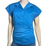 Akris Punto Bergdorf Goodman Women’s Size 10 Blue Cotton Stretch Top Blouse Photo 0