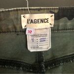 L'Agence Margot Jeans Camo Pattern Gold Side Stripe Stretchy Olive Green sz 32 Photo 6