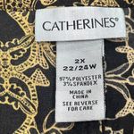 Catherines Catherine’s Print Blouse Top Black Print Size 2X Career Office Church Mature Photo 2