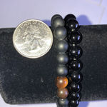 Black Shungite Tigers Eye Black Onyx Beaded Boho Bracelets Photo 1