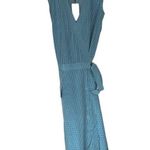 Equipment Maovesa Polka Dot Drop Waist Silk Wrap Dress in Mediterranean Blue New Photo 2