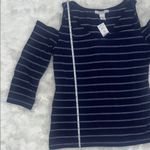 White House | Black Market  Navy Striped Top Photo 2