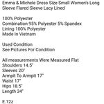 Emma & Michele Dress Size Small Women's Long Sleeve Flared Sleeve Lacy Lined Photo 6