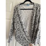 Fresh Produce  Women's Medium Gray Floral Open Cardigan Sweater Cottage Travel Photo 1