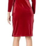 Anne Klein 3/4 Sleeve Side Tie Solid Velvet Wrap Dress in Titan Red Medium Photo 7