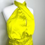 Amur Dixon Citrine Pleated Criss Cross Halter Satin Dress NEW $598 Photo 5