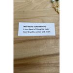 Handcrafted 20" Rosary 6mm Bead of Ching Hai Jade Gold Crucifix, Center, Chain Photo 4