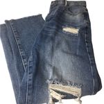 PacSun Size 25 Blue Distressed High Waisted Straight Leg Crop Jeans Raw Hem Photo 9