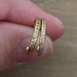 Gold pave mini hoop earrings Photo 2