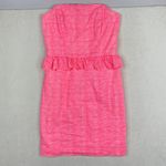 Lilly Pulitzer  - Hot Pink Gingham Strapless Bodycon Dress w/ Ruffles Size 0 Photo 13