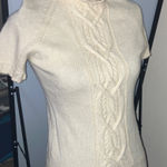 Cream Cable Knit Turtleneck cashmere Sweater Size M Photo 0