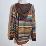 Exclusive Colorful Striped Hoodie NWT Sz Medium Women's Oversized Stripe Shacket Brown Photo 5