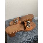 White Mountain  Jem Block Heeled Sandals Size 9 Wooden Brown Cushioned Footbeds Photo 6