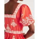 NWT Boden Square Neck Red & White Embroidered Puff Sleeve Rara Dress 8 Photo 6