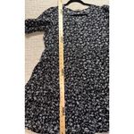 a.n.a  Mini Dress Women's M Black Tina Floral 100% Cotton Pleated Short Sleeve Photo 2