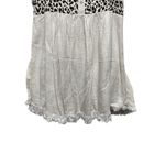 Umgee Womens‎ Babydoll Fringed Tank Top L Beige Leopard Print Y2K Coquette Boho Tan Size L Photo 3