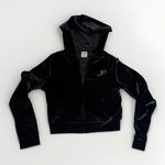 Victoria's Secret PINK Y2K   Cropped Velour Zip Hoodie Gray Small Rhinestone Logo Photo 1