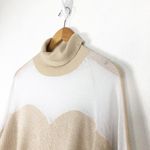 Oblique Creations Tan Illusion Oversized Sweater Size Medium Turtleneck Ribbed Photo 5