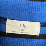 T.La Anthropologie Blue Black Stripe Ruffle Mockneck Top Plus 3X Long Sleeve New Size undefined Photo 2