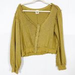 Free People X We The Free Golden Road Cardigan Curly Willow Mustard Olive Crop Photo 1