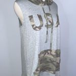 SEW IN LOVE Gray Green Camo USA America Sleeveless Hoodie Medium Photo 4