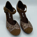 MARTINA & PETER H. BROWN LEATHER & SUEDE EMBELLISHED BLOCK HEELS SIZE 6.5 Photo 1