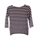 Gap Womens Top Boatneck 3/4 Sleeve Zipper Detail Cotton Knit Striped Burgundy XS Photo 2