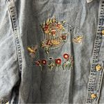 Vintage Bobbie Brooks Women Embroidered Floral Bee Denim Shirt Size XL Photo 3