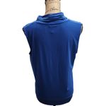 Anne Klein  Sleeveless V Neck Pleated Royal Blue Top Women's Size L Photo 2
