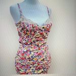 Strangers & Lovers Yellow Floral Satin Rouched Mini Dress Photo 2