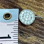 Silver‎ S925 Crystal Pave Disc Pendant Necklace Sterling Silver signed CP Photo 4