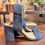 ZARA  Blue Suede Chunky Heels size 36eu‎ (6us) Photo 0