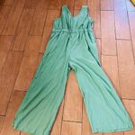 Time & Tru Time Tru Women Jumpsuit L 12-14 Green Linen Blend Sleeveless V Neck Photo 4