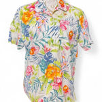 Liz Claiborne Hawaiian T Shirt Floral Tropical Vacation Button Up Size Large Photo 0