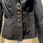 Merona  Women's Black Linen Blazer Size 10 Career Whimisigoth Trendy Casual Chic Photo 3