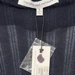 Cupcakes and Cashmere Koren Top Navy Ruffle Lightweight Open Ribbed Knit Sweater Photo 7