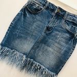 Black Label  fringe denim mini skirt sz small Photo 1