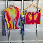 H:ours Revolve  Rainbow Contour Long Sleeve Skirt Set Photo 6