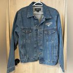 Denim Jacket Oversized Western Cowboy / Cowgirl Longhorn Hauler Jacket Cotton Blue Photo 0