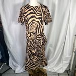 Queen B Maternity Animal Print Midi Dress Tan Black Size‎ 16 Short Sleeve Zip Size undefined Photo 1