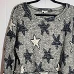 Splendid  Boxy Star Print Metallic Black White Gray Sweater lg Photo 1