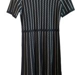 Gabby Skye Women Sweater Dress 1X Black Tan Stripe Swing Hem Trendy Office Photo 6