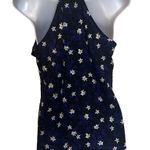 Banana Republic EUC Black Blue White Floral Ruffle Racerback Flowy Tank Size S Photo 1