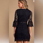 Lulus dress women’s size large black Made with Love crochet floral sleeve zip Photo 1