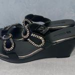 White Mountain  Black Rhinestone Open Toe Strappy 3” Wedge Sandals Size 8 Photo 4