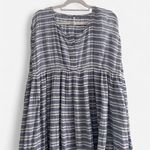Free People  Blue White Striped Babydoll Maxi Dress Coastal Boho Dream Small Photo 1