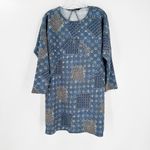 ZARA Basic Blue Printed Crew Neck 3/4 Sleeve Tunic Shift Dress Size Small Photo 2