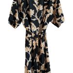 Maison Du Soir Anthropologie Selena Floral Kimono Robe Black Gold Women Size S/M Size M Photo 0