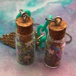 Star Confetti Jar Heart Lollipop Wand Charm Plastic Chain Earrings Handmade Green Photo 3