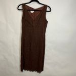 Liz Claiborne  Brown Embroidered Chiffon Shift Dress Sz 6 Vintage 90s Photo 4